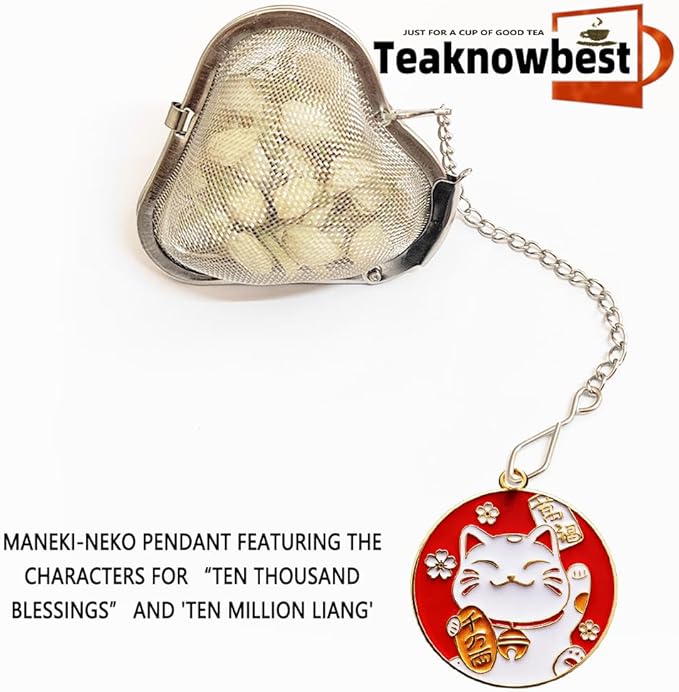 3 Pcs Lucky Cat Tea Infuser, Loose Leaf Tea Steeper, Cute Heart Shaped Metal Tea Ball, Reusable Tea Strainers Make Tea Drinking More Enjoyable (3, Lucky Cat)