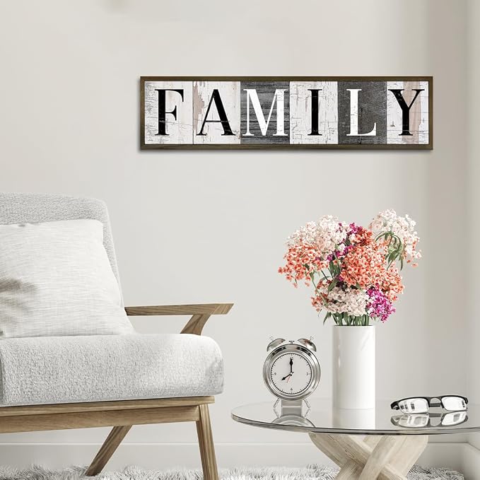 WKYAER Vintage Family Sign, Family Wooden Box Sign for Wall, Rustic Hanging Signs and Plaques, Families Room Decor, Home Decor for Table Shelf, Farmhouse Wood Decoration 17.8x4x1.2 inches - Image 6