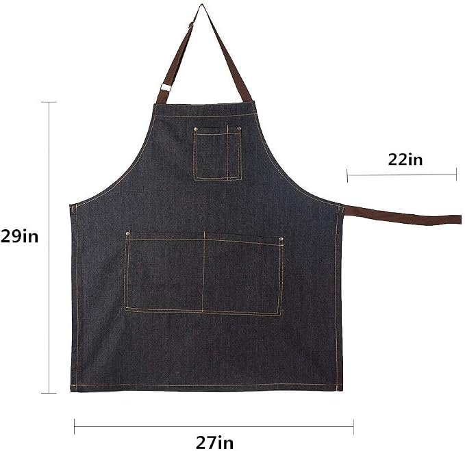 Unisex adjustable multi pocket denim apron for Chef Kitchen BBQ and Studio - Image 5