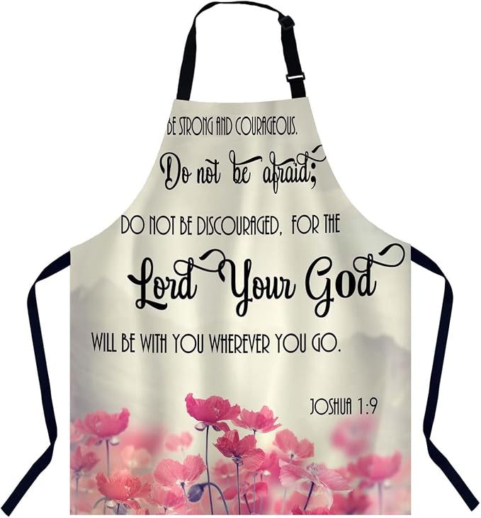 Christian Bible Verses Scripture Quotes Joshua 1:9 Waterproof Apron Kitchen Chef Aprons Bibs for Grooming Cooking Baking Painting Gardening by Unknown