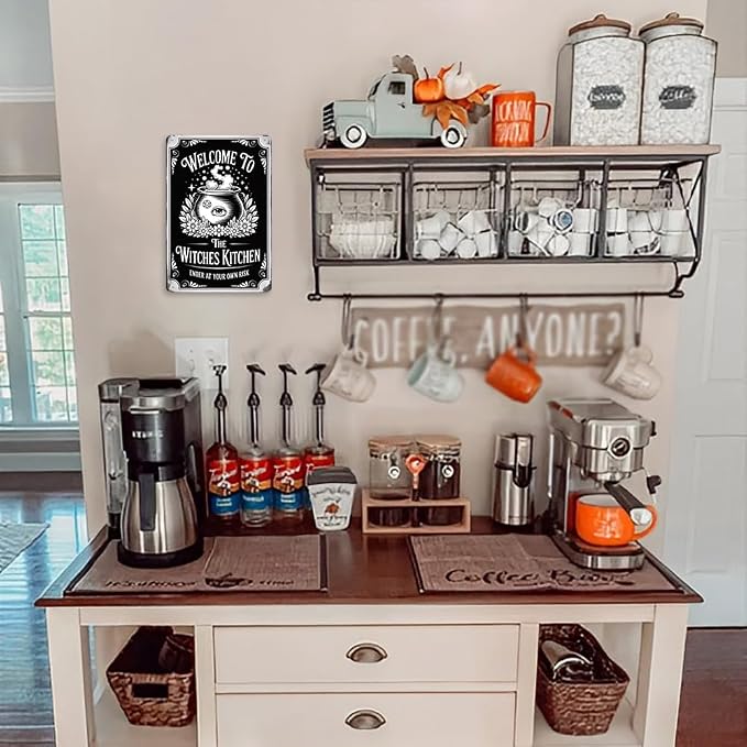 Vintage Halloween Metal Sign ''Welcome To The Witches Kitchen'' Tin Sign - 8x12 Inch, Spooky Witch Brewing Art Sign For Kitchen, Cafe, Garage Decor, Halloween Party Accessories, Halloween Decor - Image 5