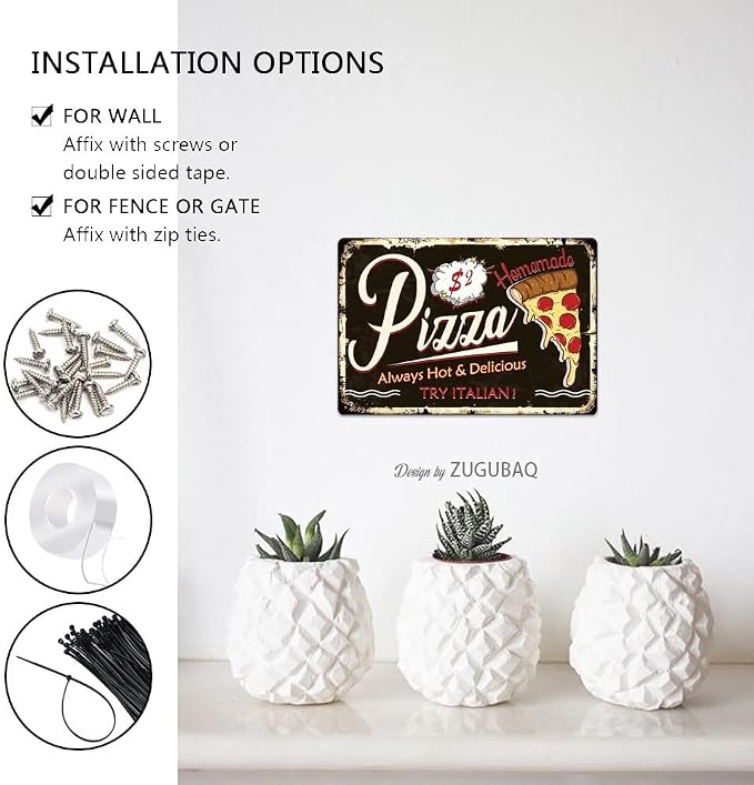 Pizza Tin Signs Vintage Metal Sign Funny Food Art Printing Poster Wall Decor for Home Kitchen Bar Restaurant Cafe Pub Indoor Outdoor 12x8 Inch Hanging Plaque - Image 5