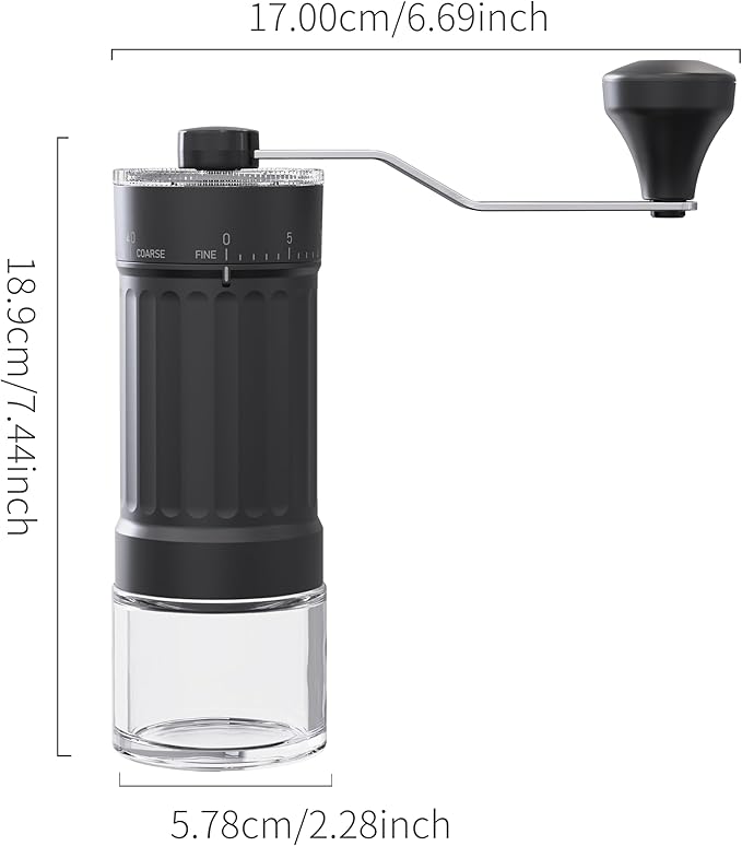 OrkeyDolk®External Adjustable Manual Coffee Grinder, with High Precision Ceramic Contemporary Conical Burr, 40-Grade Adjustable Settings, for Aeropress, Espresso, Pour Over, French Press, Moka pots.