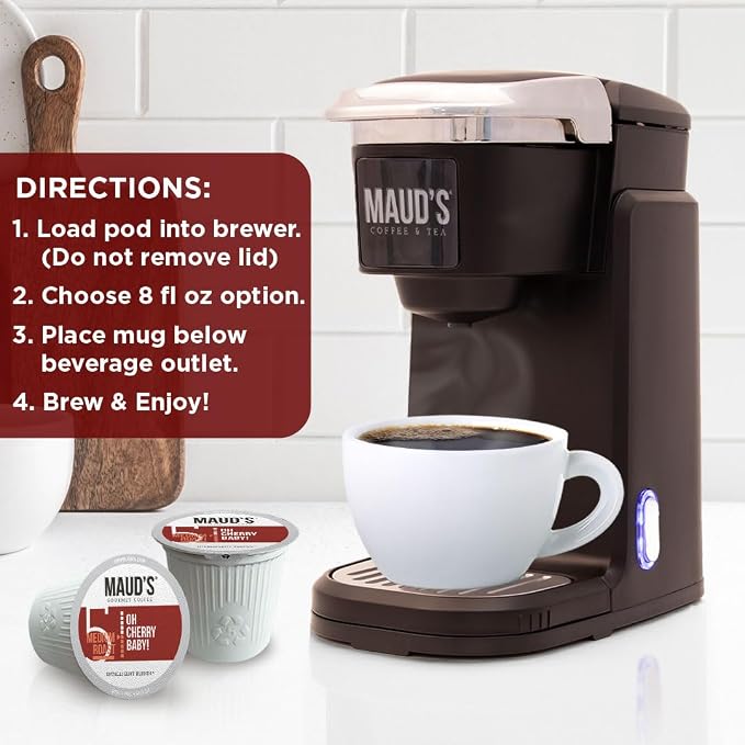 Maud's Cherry Flavored Coffee Pods, 18 ct, Medium Roast Flavored Coffee in Single Serve Pods – 100% Arabica Beans, Compatible with Keurig K Cups Maker - Image 5