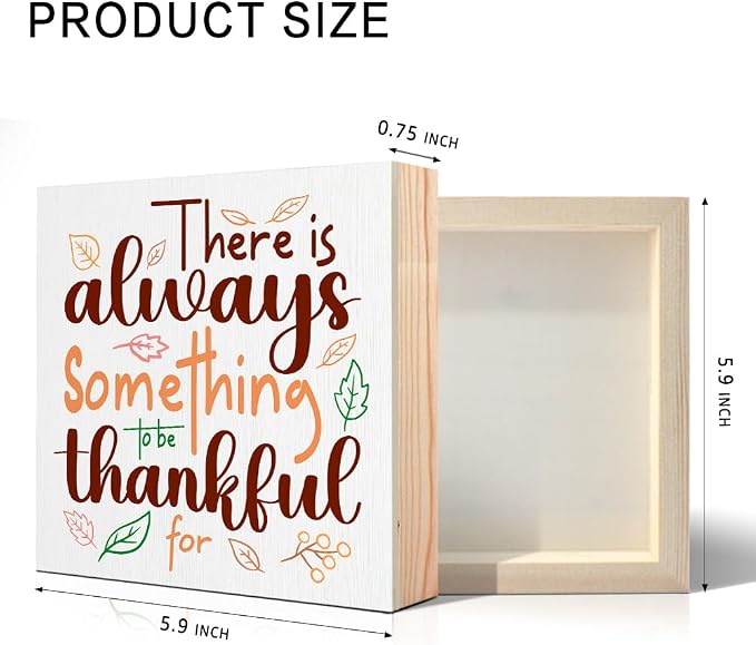 There is Always Something to be Thankful for Wooden Box Sign, Inspirational Christian Farmhouse Desk Decor, Thank You Gifts Birthday Gifts for Women Men Teachers Coworkers Boss Friends Sisters - Image 2