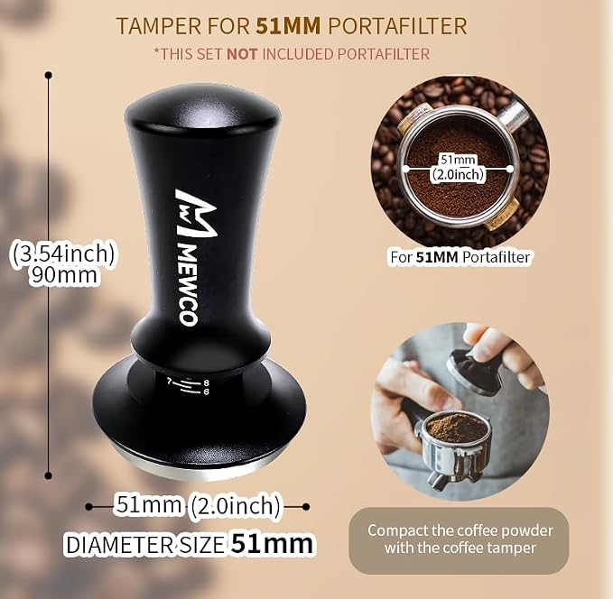 7 Pack Espresso Tamper Station&Coffee Distributor Tamper&Espresso WDT Stirrer&Coffee Tamping&Brush&Coffee Dosing Funnel&Espresso Puck Screen, Multipurpose Tools for Bar Home Office (51 mm) - Image 5