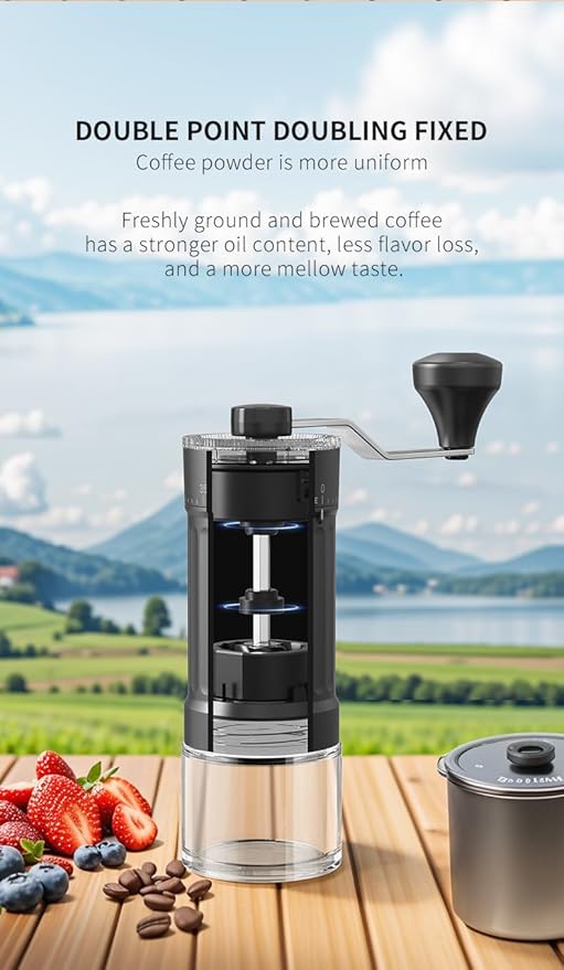OrkeyDolk®External Adjustable Manual Coffee Grinder, with High Precision Ceramic Contemporary Conical Burr, 40-Grade Adjustable Settings, for Aeropress, Espresso, Pour Over, French Press, Moka pots.