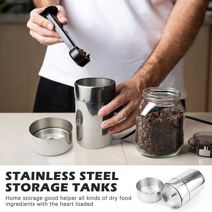 Tea Tin Canister, Storage Cup, Stainless Steel Storage Container with Airtight Double Lids, Kitchen Cup for Tea Coffee Sugar Seasoning Storage (Small)