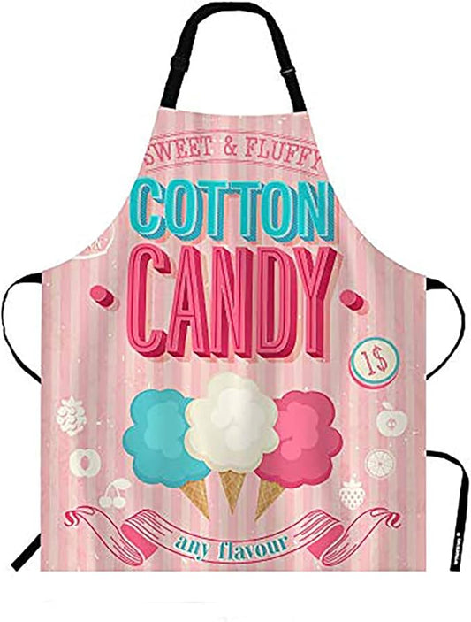 WONDERTIFY Cartoon Candy Apron,Sweet and Colorful Candy Pink Background Bib Apron with Adjustable Neck for Men Women,Suitable for Home Kitchen Cooking Waitress Chef Grill Bistro Baking Apron
