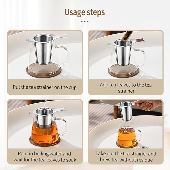 2PCS Tea Infuser for Loose Leaf Tea, BOMANSI BOMS Loose Leaf Tea Steeper Strainer with Double Handles, Extra Fine Mesh Ball Infusers, Diffuser Holder Filter for Mugs, Tea Strainers for Loose Tea