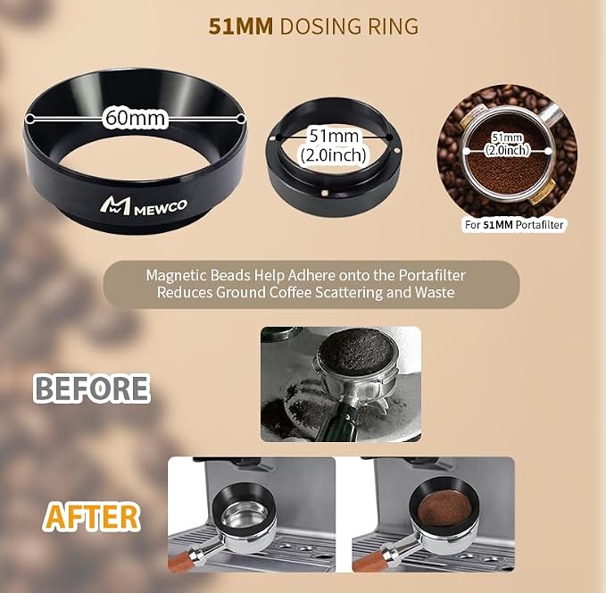 7 Pack Espresso Tamper Station&Coffee Distributor Tamper&Espresso WDT Stirrer&Coffee Tamping&Brush&Coffee Dosing Funnel&Espresso Puck Screen, Multipurpose Tools for Bar Home Office (51 mm) - Image 3