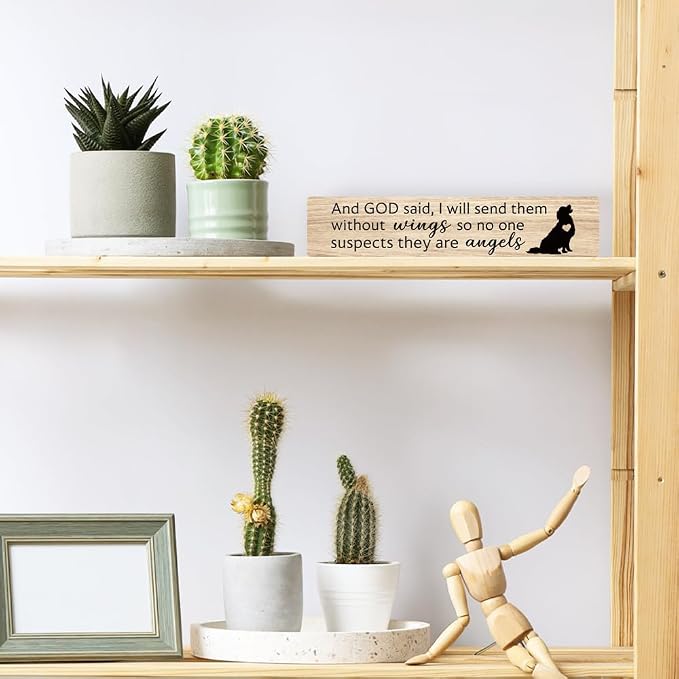 AGMDESIGN And God Said I Will Send Them Without Wings So No One Suspects They Are Angels Wooden Sign, Dog Cat Lovers Sign, Pet Lover Gifts for Woman Mother Aunt Grandma, Pet Commemorative Gifts - Image 4