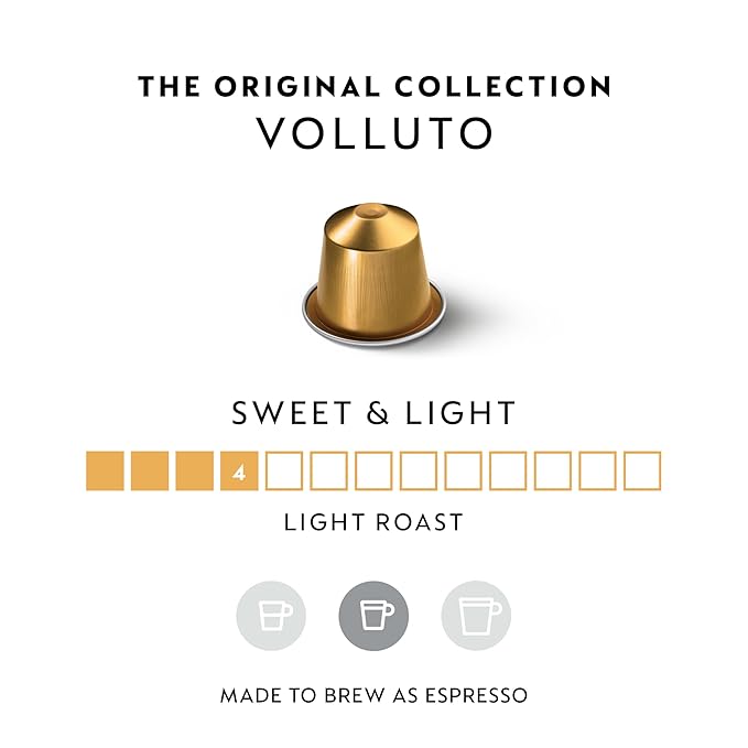 Nespresso Capsules Original Line, Volluto, Mild Roast Espresso Coffee, 50-Count Coffee Pods