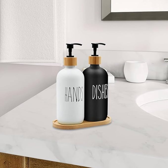 Bamboo soap Dispenser Tray, Bathroom Countertop T ray Kitchen T ray Bamboo Tray Sink T ray Dresser Jewelry Ring Dish, Comestic Holder Bathtub Organizer, Ideal for Jewelry, Cosmetics (7.68" ×3.74"