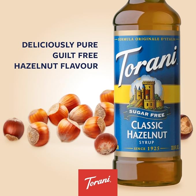 Torani Sugar Free Classic Hazelnut Flavored Drink Syrup, 25.4 fl oz (Pack of 4)