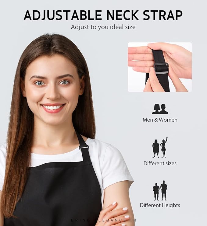 Syntus Apron for Men Women, Adjustable Cooking Kitchen Chef Aprons with 2 Pockets, Cotton/Polycotton/Polyester