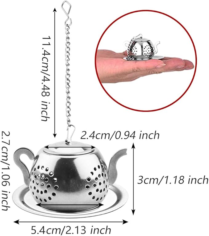 Loose Leaf Tea Infuser, 4PCS Tea Strainer Stainless Steel Tea Ball with Chain and Drip Trays, Small Tea Filter Set for Mug (Teapot)