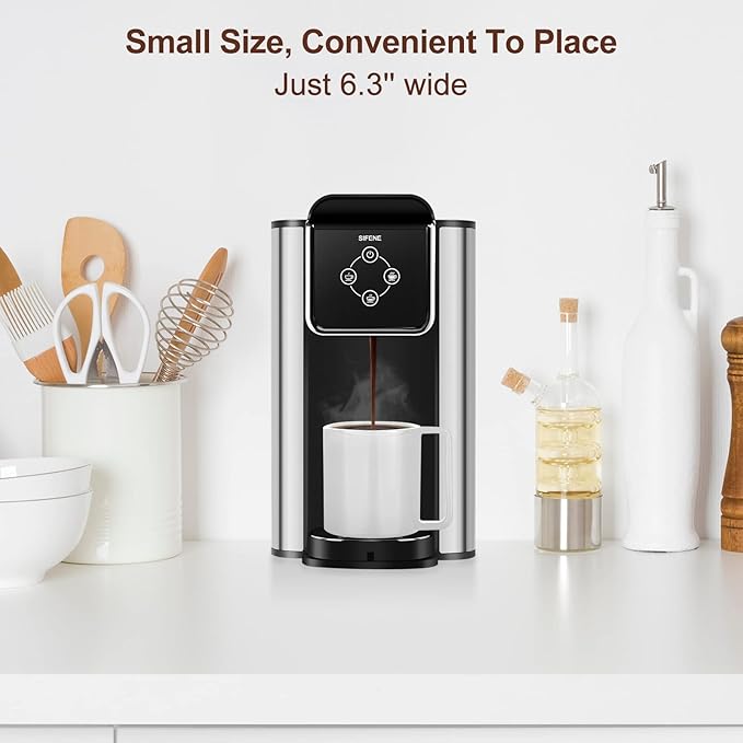 SIFENE 3-in-1 Pod Coffee Machine KC101 - Single Serve Coffee Maker - Quick Brew for Pods, Ground Coffee, Tea, Black