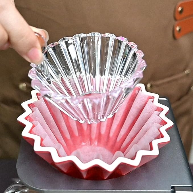CAFEMASY Pour Over Coffee Drip Assistant Paper Filter Presser Shape Fixed Tool For V60 & Basket Filters Small Funnel for Manual Coffee Grinder