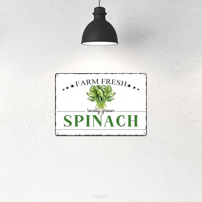 Vintage Spinach Metal Signs Wall Decor Funny Vegetables Art Poster Decorative for Home Farmhouse Kitchen Garden Cafe Bar Farm Porch Fence Yard 12X8 Inch Aluminium Hanging Plaque - Image 4