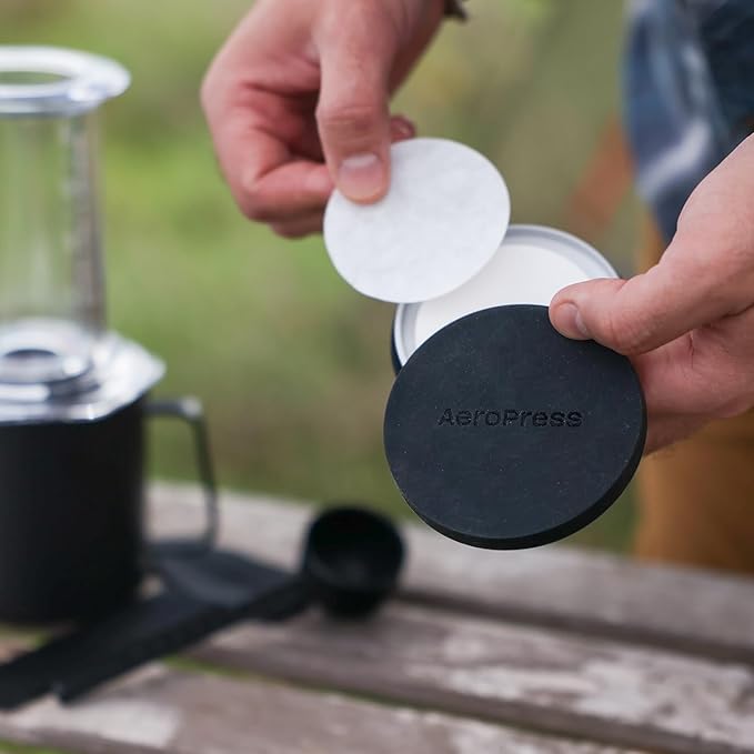 AeroPress Travel Coffee Filter Holder, Dual-Compartment Coffee Filter Case for AeroPress Standard and XL Filters, Waterproof Aluminum Storage for Paper and Metal Filters, Compact & Durable for Travel