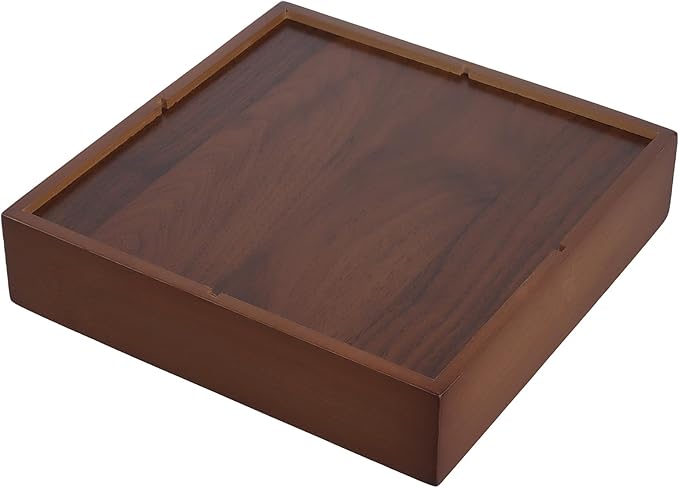 FUNSUEI 2 PCS Multi Compartment Wooden Tray, Divided Wooden Tray, Square Bamboo Trays with 4 Sections, Bamboo Divided Serving Trays Storage Box for Snacks Appetizers, 9 x 9 x 1.77 Inch