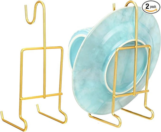 2 Pcs Tea Cup and Saucer Display Stand Metal Saucer Organizer Plate Coffee Mug Hanger Stand Tray Easel Holder Storage Rack for Afternoon Tea Party