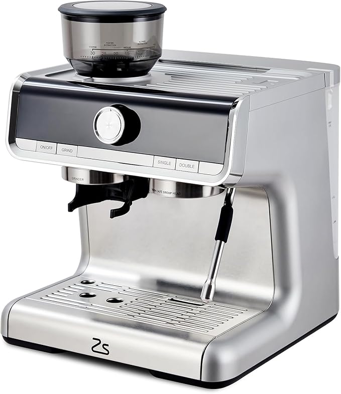 Stainless Steel Espresso Maker with Milk Frother - Coffee Machine 20 Bar Pressure, 2.8L Water Tank, Barista Kit, for Latte, Cappuccino, and Macchiato,Silver