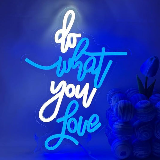 Do What You Love Neon Sign Blue White Led Neon Sign Words Neon Lights USB Powered Neon Wall Signs for Bedroom Neon Signs for Wedding, Engagement, Birhthday, Valentines Day Decor