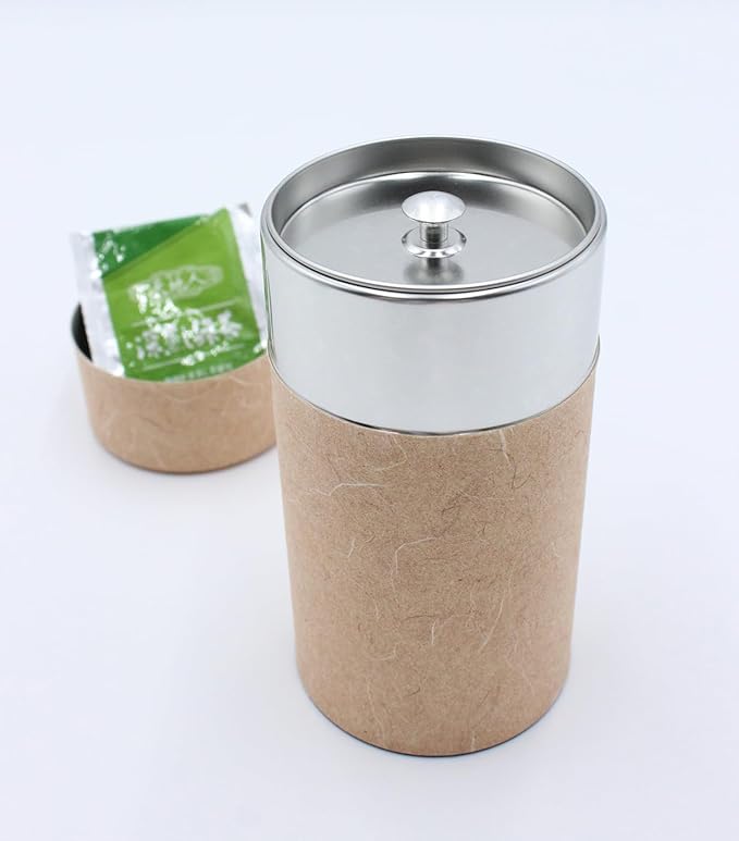 Japanese Pokkan Matcha Coffee Spice Tea Tin Canister Washi Paper Storage with Lid 7.05 oz Capacity (Unryugami Orange)