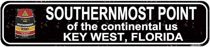 Southernmost Point Key West Florida Sign - Vintage Metal Wall Art - 16x4 Inch Beach Decor for Home, Bar or Coastal Cottage by cohuodec