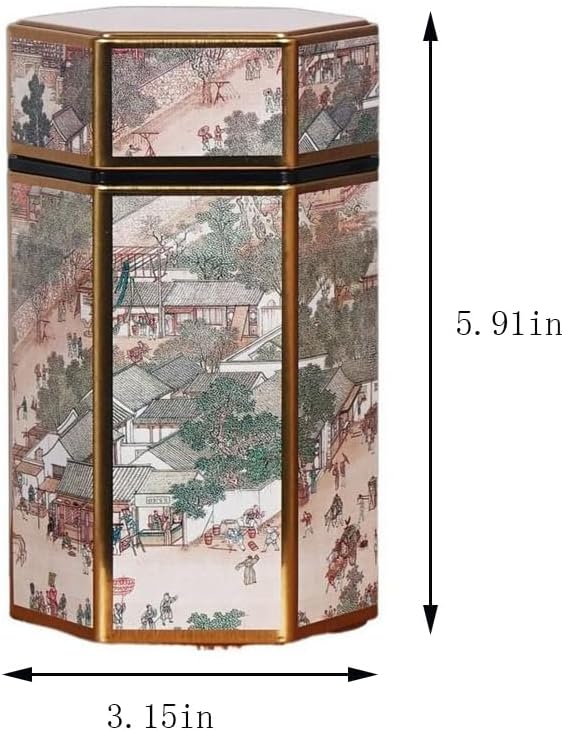 Leadigol 2pcs Tea Tin Canister Metal Tea Jar Tinplate Tin Can, Small Tea Box, Empty Tea Storage Container, Hexagonal Tea Organizer with Airtight Lid for Loose Tea Leaf Coffee Bean Nut