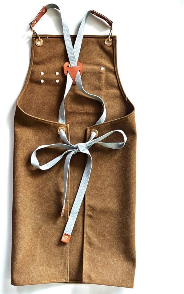 Chef Apron Bib Apron with 2 Large Pockets Adjustable Neck Strap Kitchen Apron Cooking Apron Stripes Baking Apron - Image 2