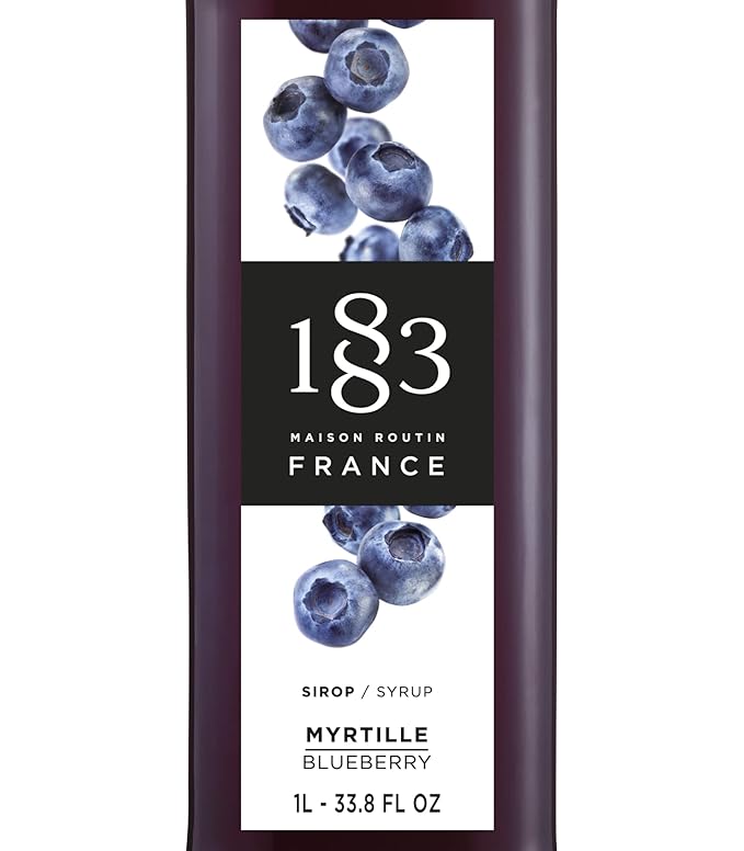 1883 Blueberry Syrup for Drinks, Made in France, 1 Liter Plastic Bottle