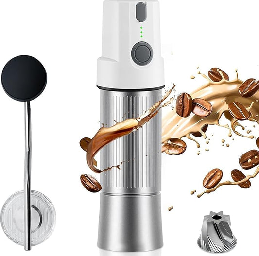 Burr Coffee Grinder Electric and Manual 2 in 1, Manual Burr Coffee Grinder with 40mm Burr, Compact Portable Coffee Grinder for Espresso Coffee, French Press, Home, Travel, Camping