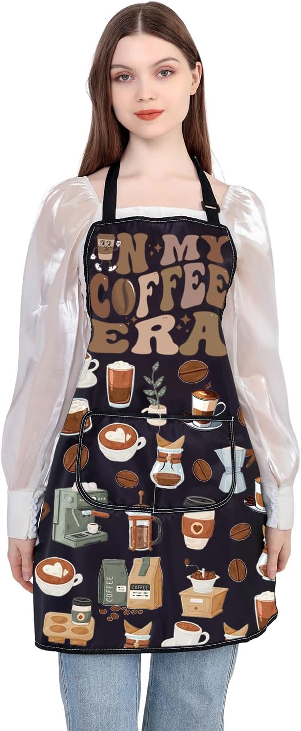 WSNANG In My Coffee Era Apron Coffee Lover Gift Coffee Themed Apron for Barista Funny Coffee Gifts Barista Gift
