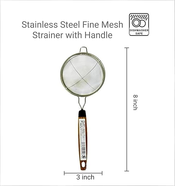 JapanBargain 2459, Fine Mesh Tea Strainer with Handle Stainless Steel Small Sifter For Drinks, Cocktails, Coffee and Matcha, 2-Pack