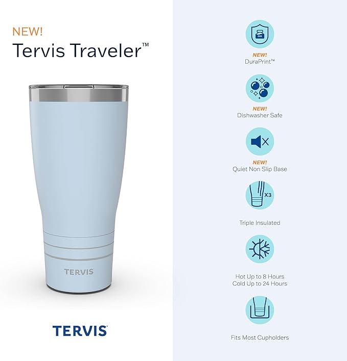 Tervis Traveler Inkreel Butterfly Wing Triple Walled Insulated Tumbler Travel Cup Keeps Drinks Cold & Hot, 30oz, Stainless Steel