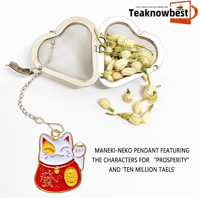 3 Pcs Lucky Cat Tea Infuser, Loose Leaf Tea Steeper, Cute Heart Shaped Metal Tea Ball, Reusable Tea Strainers Make Tea Drinking More Enjoyable (3, Lucky Cat)