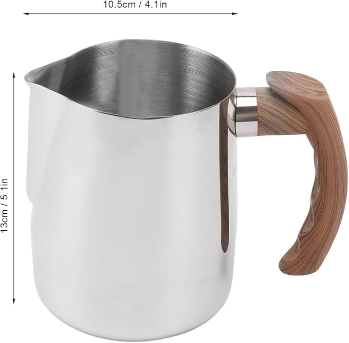 Milk Frothing Pitcher, 20/34oz Stainless Steel Steaming Pitchers Scale Coffee Milk Frother Cup Espresso Machine Accessories Barista Tools for Cappuccino Latte Art (34oz-Silver)