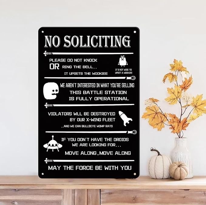 No Soliciting Sign for House Funny No Soliciting Signs for House Door Office Business Please Do Not Knock or Ring The Bell Modern Design Metal Sign for Indoor and Outdoor Use 12" x 8" - Image 2