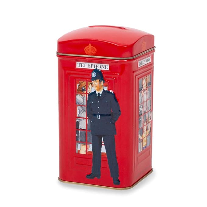 Ahmad Tea London Telephone Box Caddy Gift Tin, 20 Teabag, English Breakfast