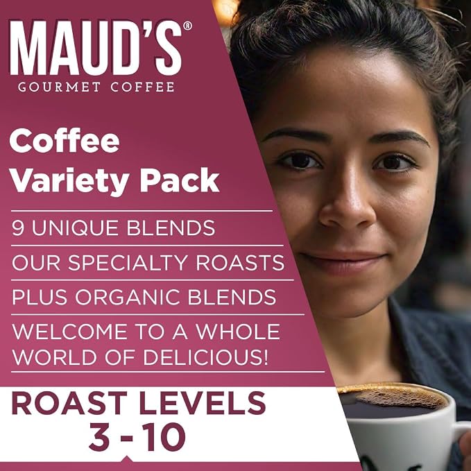 Maud's Original Coffee Pods Variety Pack, 80 ct, 9 Assorted Roasts, Dark & Medium Roast Coffee in Single Serve Pods – 100% Arabica Coffee, Compatible with Keurig K Cups Maker - Image 3