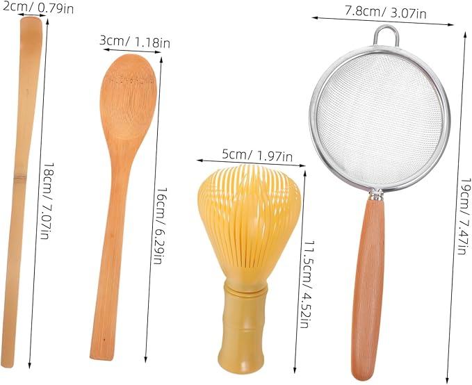 VOSAREA 1Set Matcha Mixing Tools Fine Mesh Strainer Whisk Tea Scoop Spoon for Home Milk Tea Shops Safe Lightweight Japanese Style Accessories for Matcha Preparation