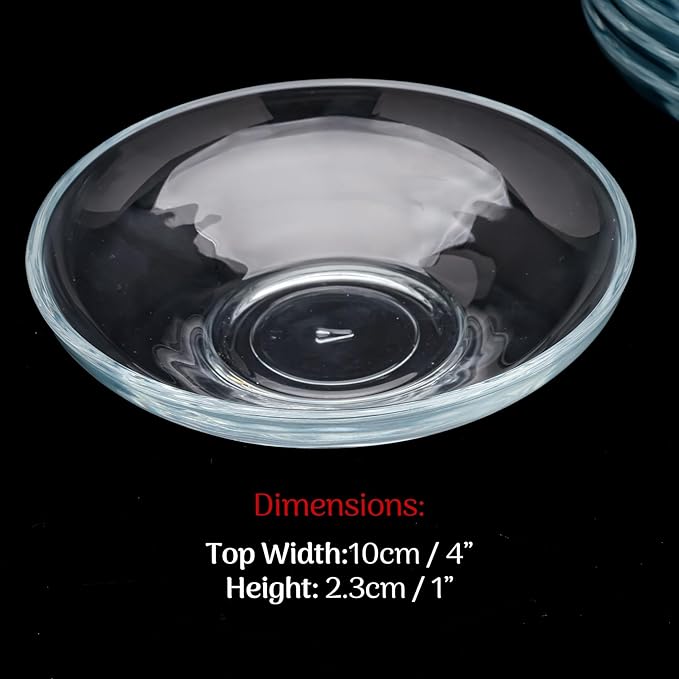 Glass Saucer Plates Set of 6, Coffee & Tea Saucers, Dipping Sauce Cups, Soy Sauce Dish, Small Plates for Side Dishes, Appetizer Plates for Home Kitchen