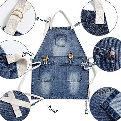 Jeanerlor European Cowboy Heavy Duty Denim Work Apron with Tool Pockets - Image 5