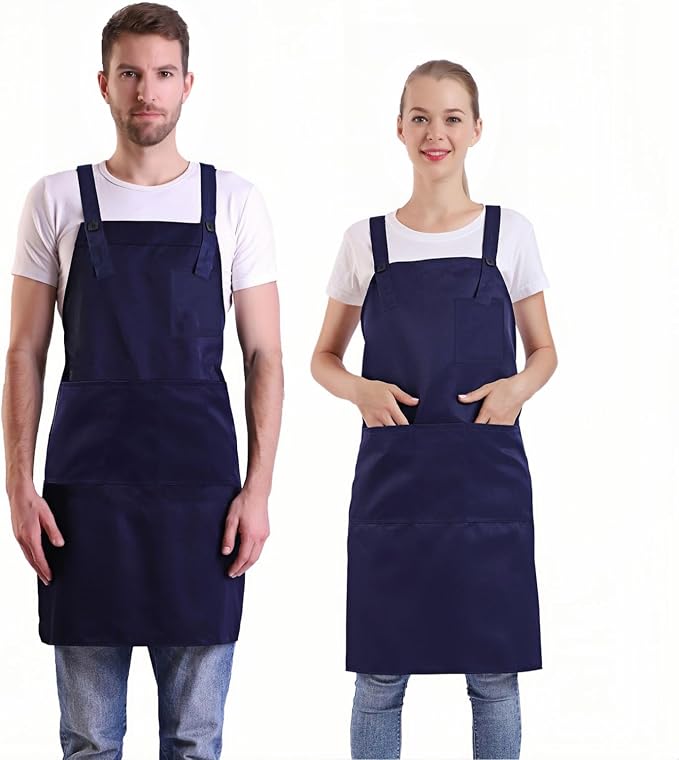 BIGHAS H Back Style Apron with Pocket for Women, Men Adjustable Large Size Comfortable, Kitchen, Home, Cooking 12 Colors by BIGHAS