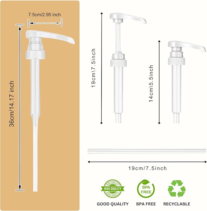 Syrup Pump Compatible with Torani, Davinci and Skinny (Set of 2) - fits Bottles (25.4 oz-750ml) (White) - Image 2