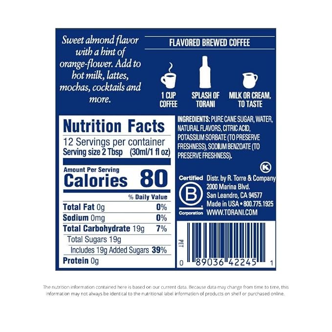 Torani Syrup, Almond, 12.7 Ounce Bottle - Image 2