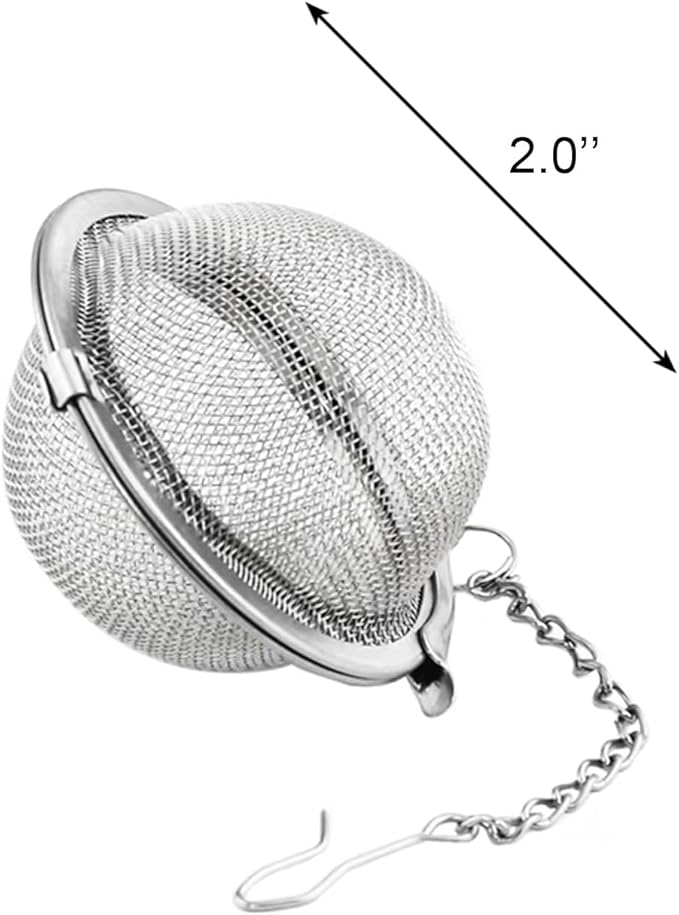 Medsuo 2pcs Stainless Steel Tea Strainer Infuser Ball Mesh Tea Filter with Extended Chain Hook for Loose Tea Leaves (2 Inch)